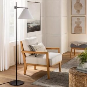 An elegant Agoura Hills cane back accent chair in a bright living room.