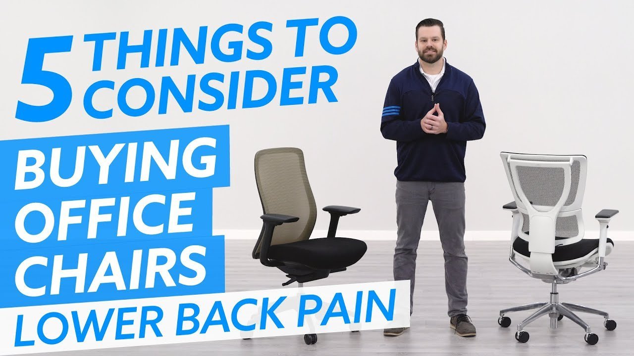 An ergonomic task chair placed in a modern office to help with back problems.