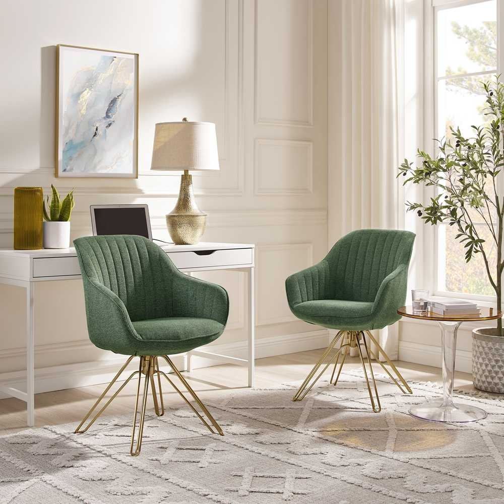 Applying a felt pad to a dining chair leg to protect hardwood floors.