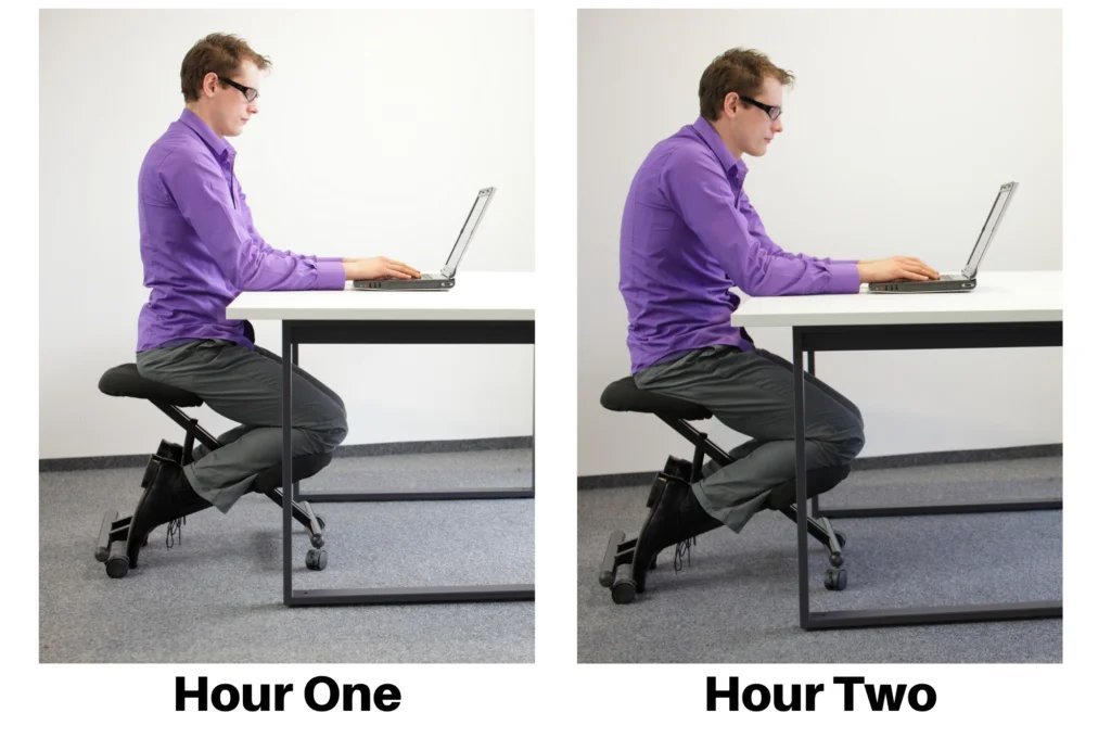 Three distinct types of chairs good for back problems arranged in a bright studio.