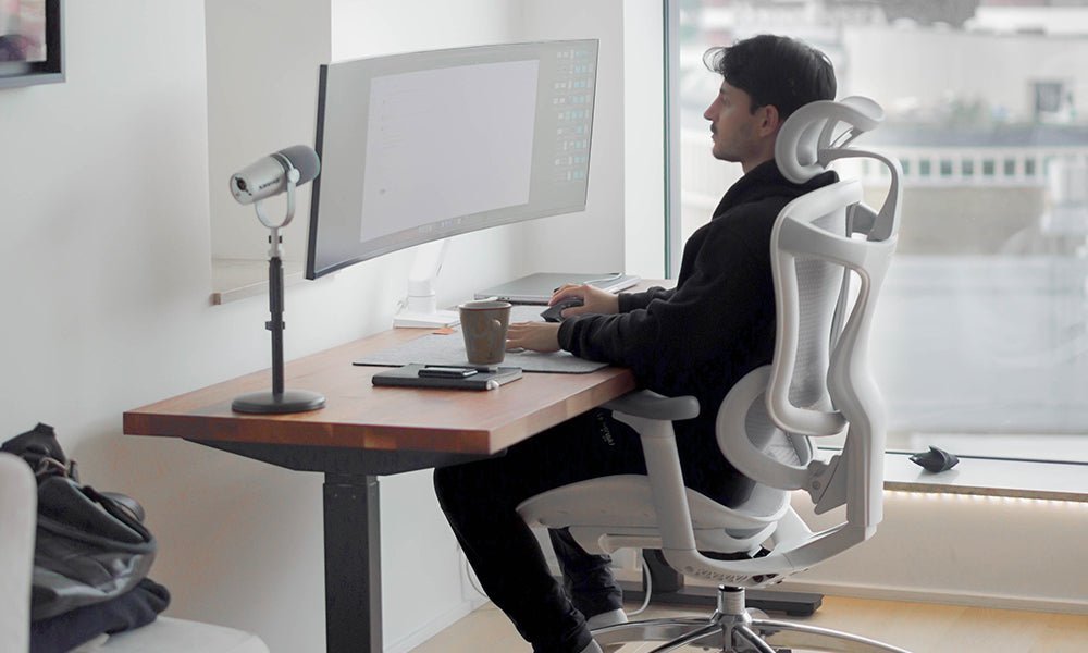 Close up of ergonomic chair adjustment settings used to prevent back problems.