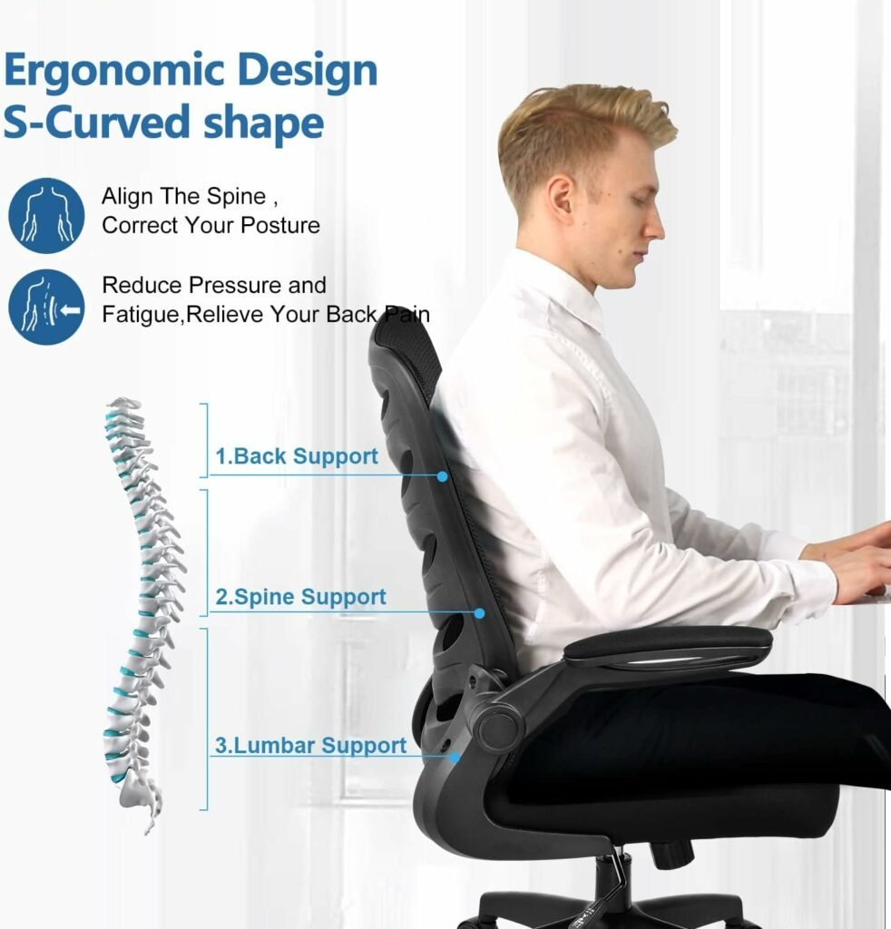 The strong base of an ergonomic chair that meets safety standards for back problems.