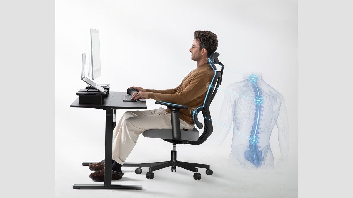 A modern ergonomic chair designed for comfort and health in a bright home office.