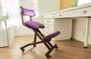 An ergonomic desk chair designed for optimal spinal support in a bright office.