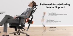 An ergonomic office chair designed to provide relief for upper back pain.