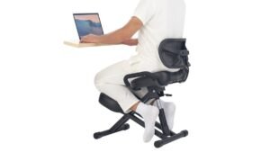 A high-quality office chair designed for posture correction in a modern home office.
