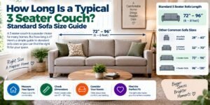 A modern three-seater sofa centered in a bright living room for interior design.