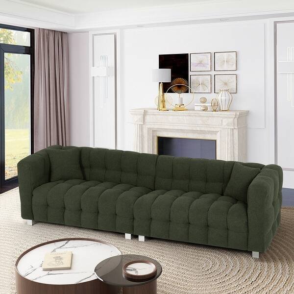Masking tape on the floor defines the space for a 3 seater sofa.