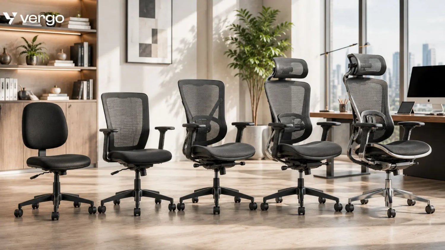 A measuring tape rests on an ergonomic chair to verify proper seat dimensions.