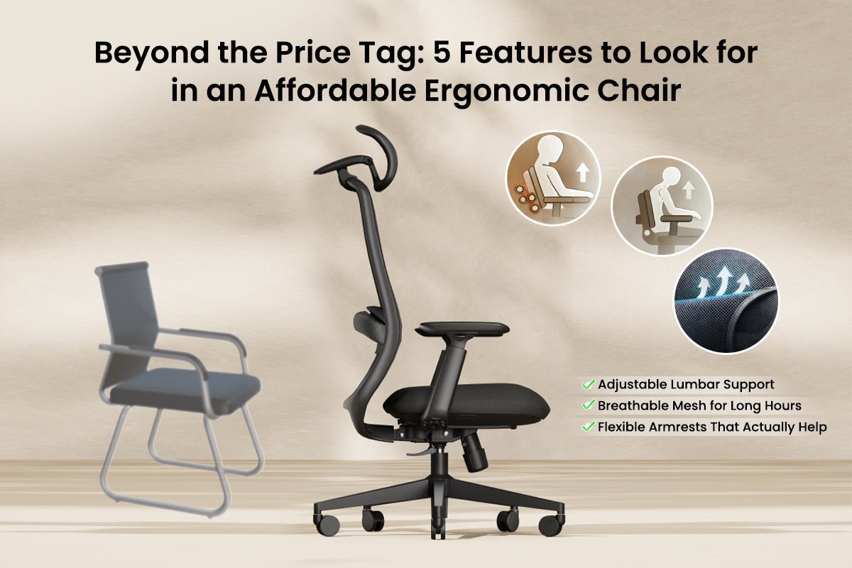 A person adjusts the settings on an ergonomic chair while testing it in-store.