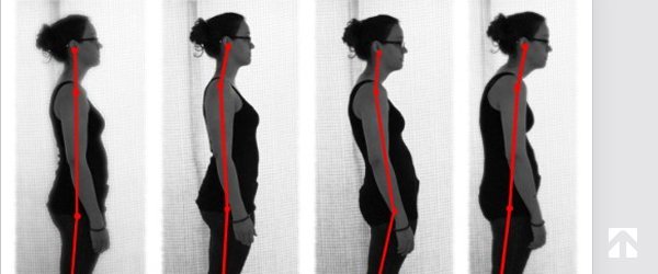 A person practicing mindful posture control to achieve a straight back.