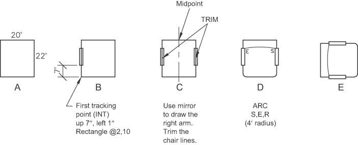 A professional designer workspace showing AutoCAD chair plans on a monitor.