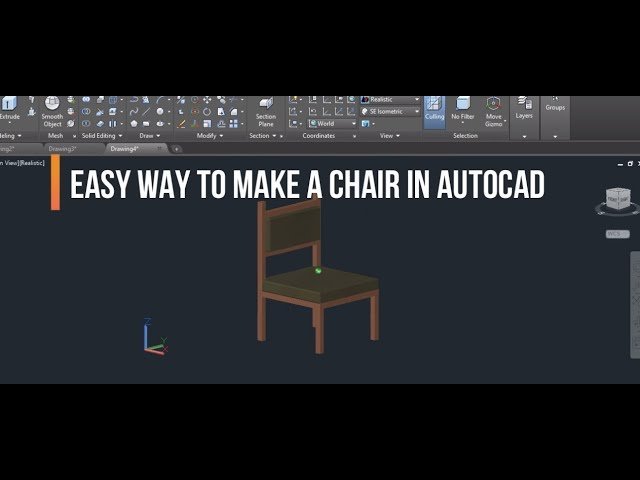 A 3D chair model displayed on a computer screen showing clean structural joints.