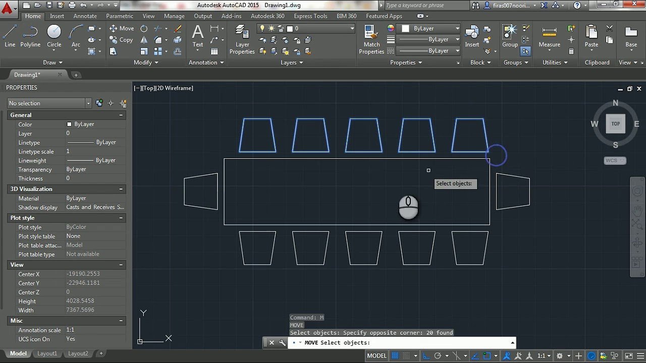 The essential tools for creating a 2D chair design in AutoCAD on a desk.