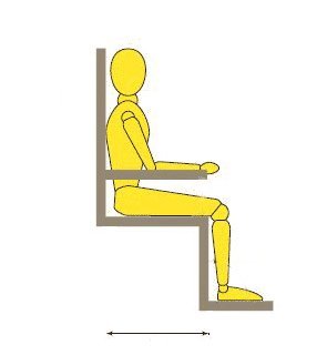 A tape measure is placed straight across the center of a chair for accurate measurement.