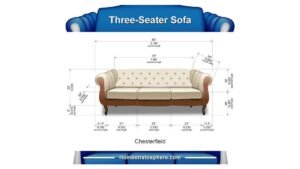 A modern three-person couch centered in a bright and spacious living room.