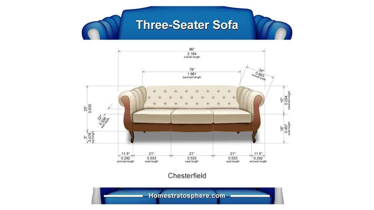 A modern three-person couch centered in a bright and spacious living room.