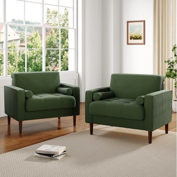 Three different sizes of armchairs displayed in a showroom to show how wide is an armchair.