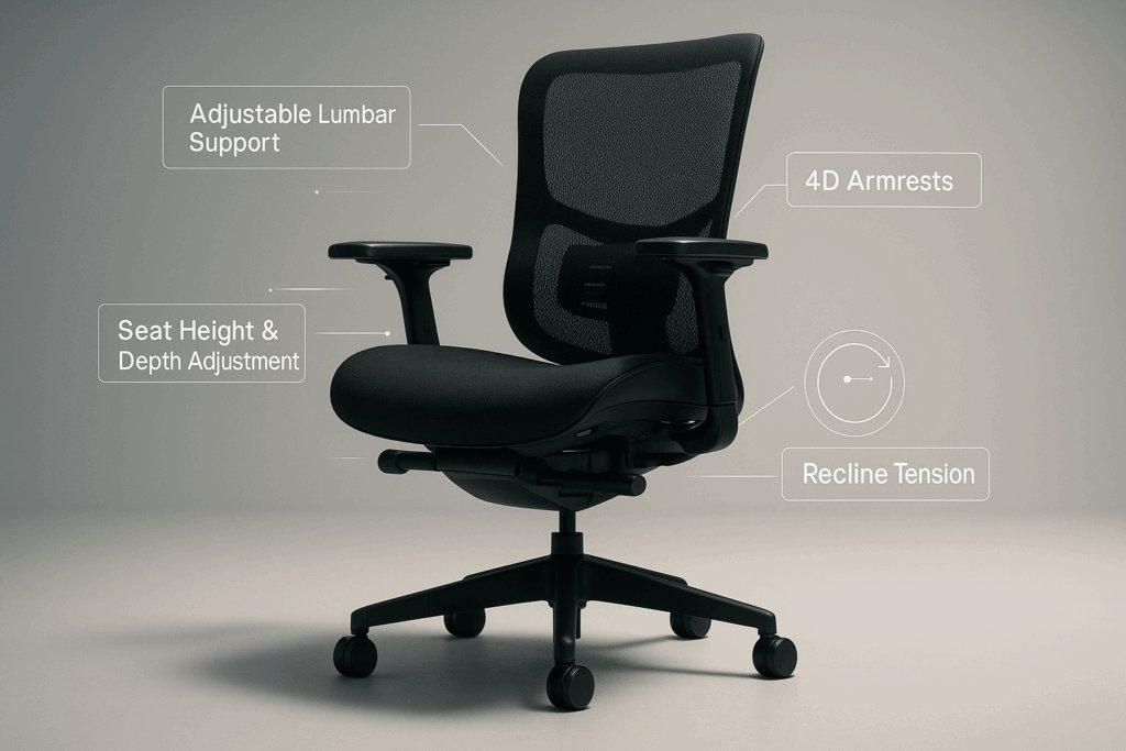 A standard chair with a lumbar pillow next to a tall-back chair.