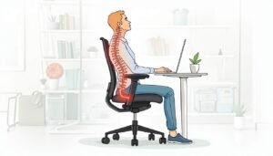 A modern ergonomic desk chair designed for optimal posture in a bright office.
