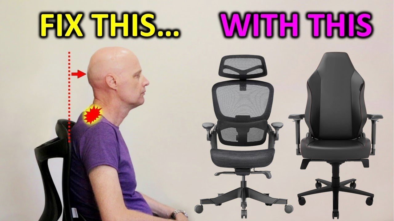 Hands installing a universal headrest onto an office chair frame for neck support.