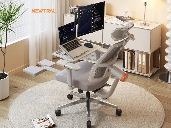 A modern ergonomic office chair designed to provide relief for neck problems.