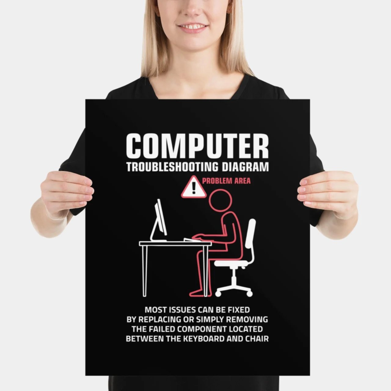 A system warning pop-up on a computer screen in an office.