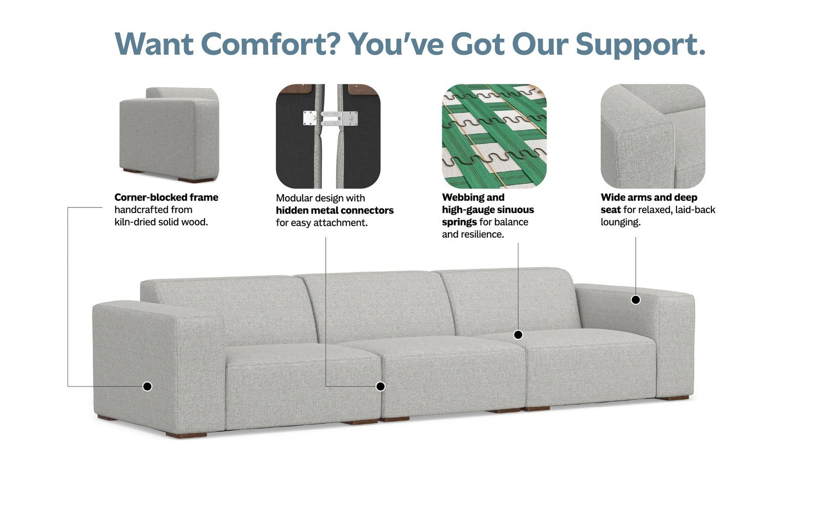 Examining the fabric cleaning tag on a three-seater sofa to prevent damage.