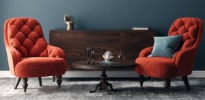 A modern, emerald green accent chair sits elegantly in a bright, minimalist living room.