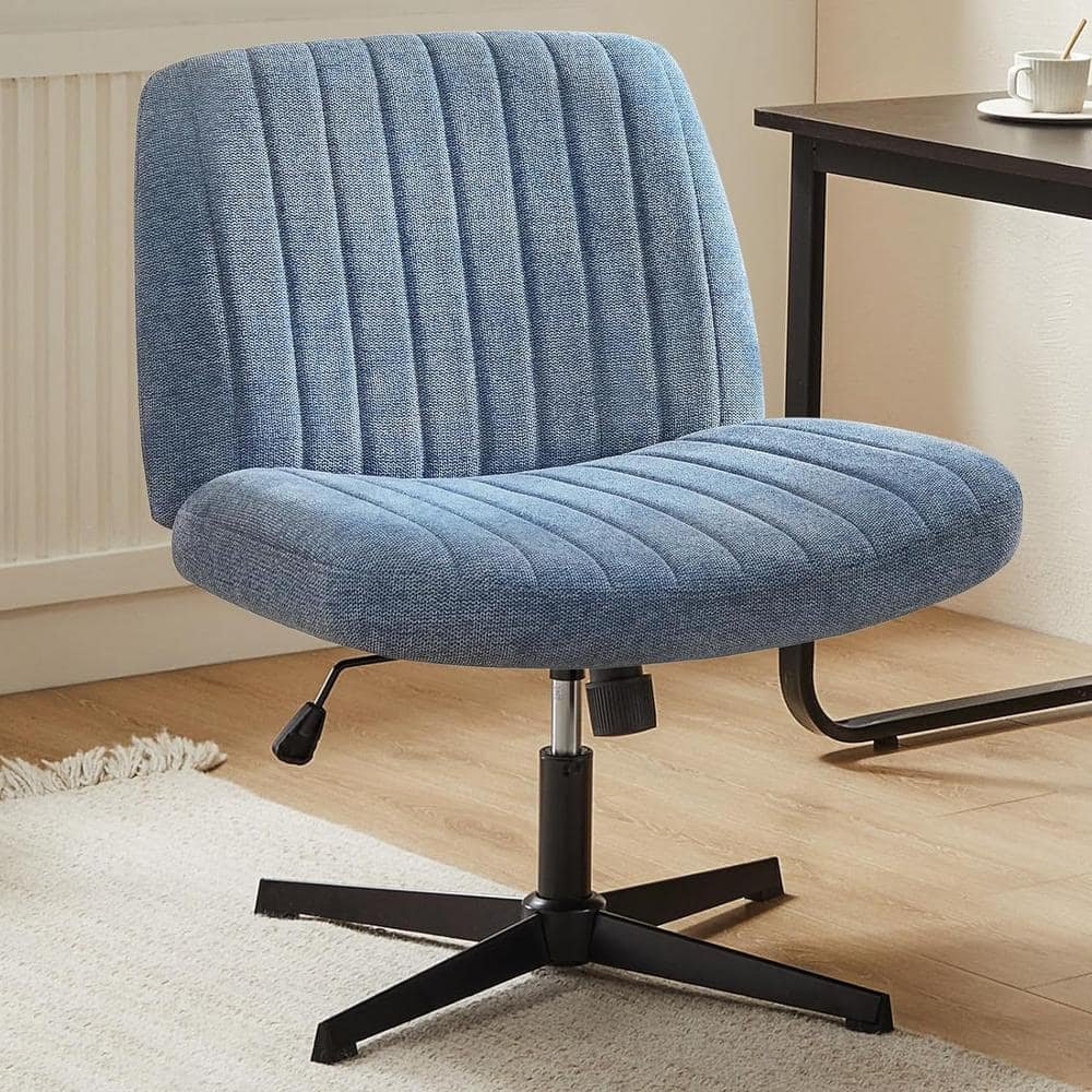 Measuring the seat height of an armless chair to ensure it fits under a desk.