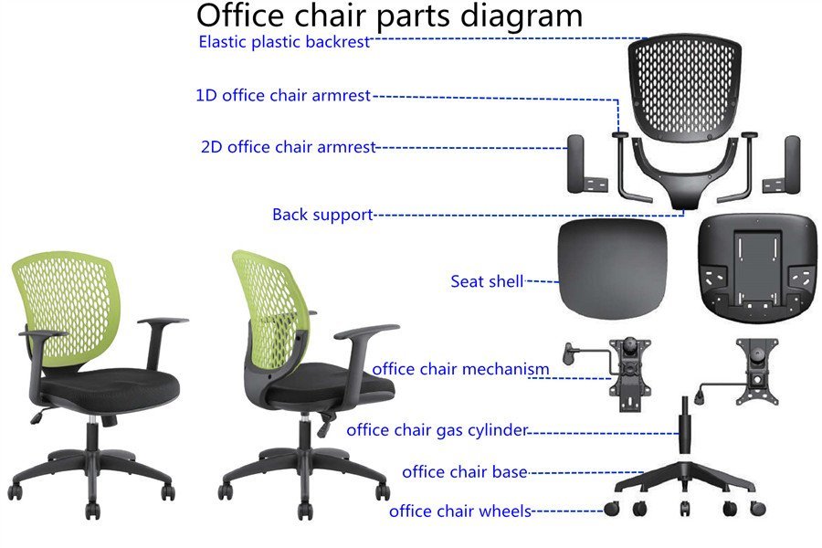 A modern ergonomic office chair with smooth wheels centered in a bright office.