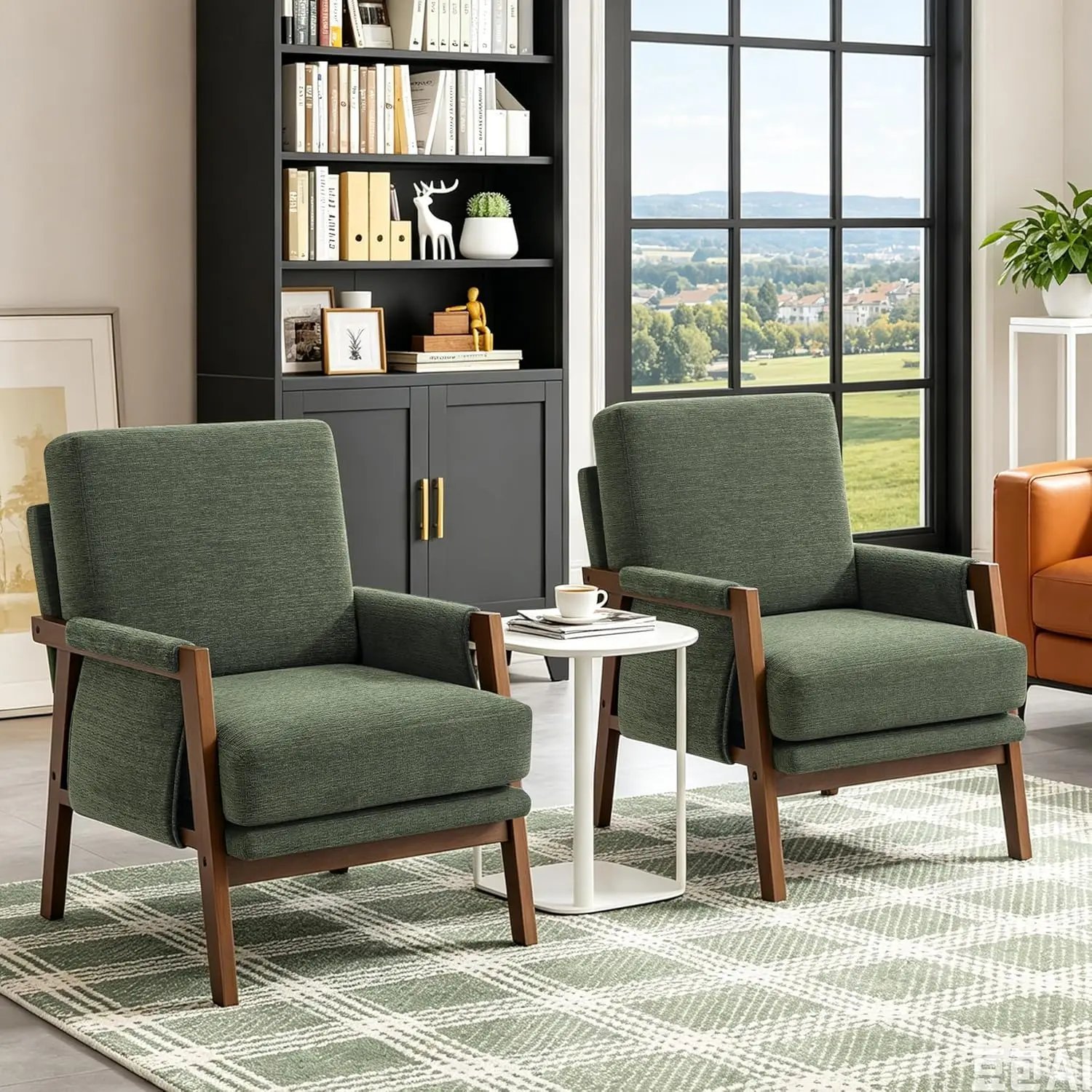 An ergonomic accent chair is shown from the side to demonstrate proper seat depth.