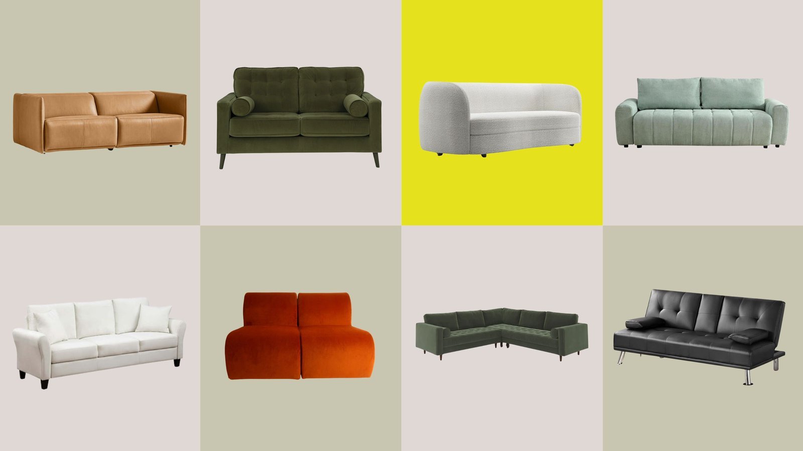A modern, comfortable sofa serves as the focal point in a bright living room.