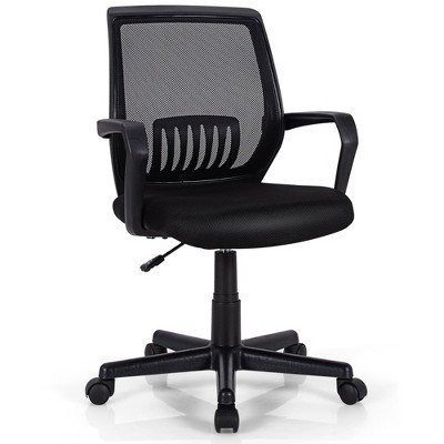 A person testing out an ergonomic office chair in a local furniture store.