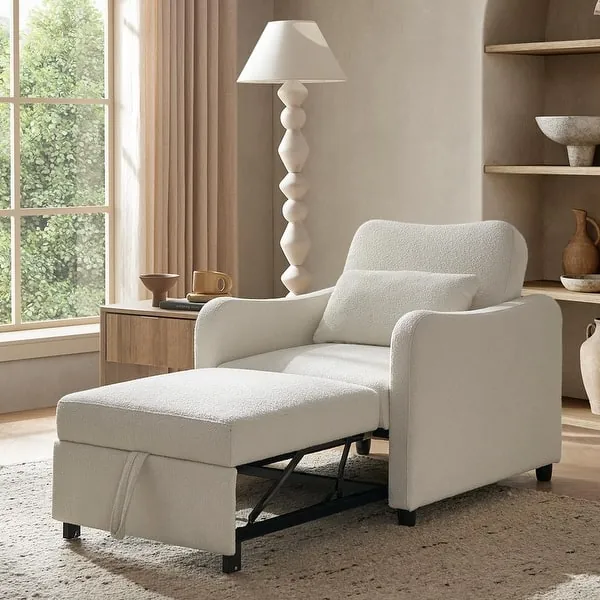 The base of a convertible chair resting safely on a polished hardwood floor.