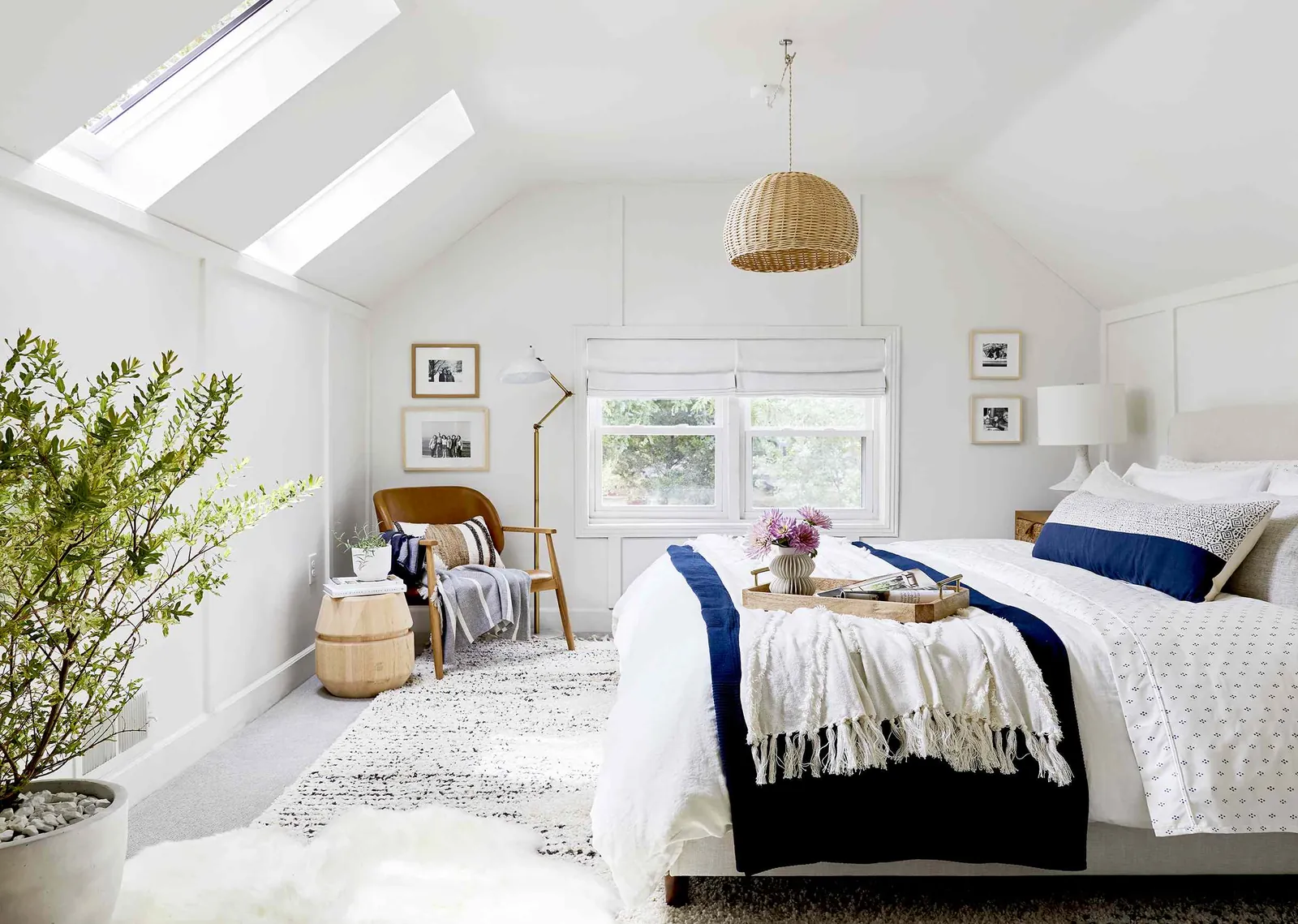 A comfortable reading chair chosen to complement the bedroom size and layout.