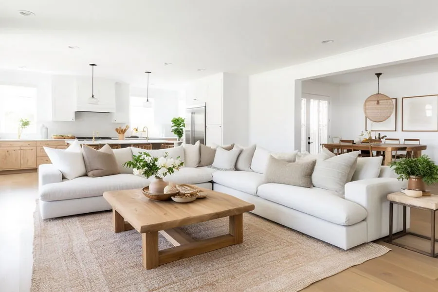 Comparing the size and layout of a standard sofa and large sectional.