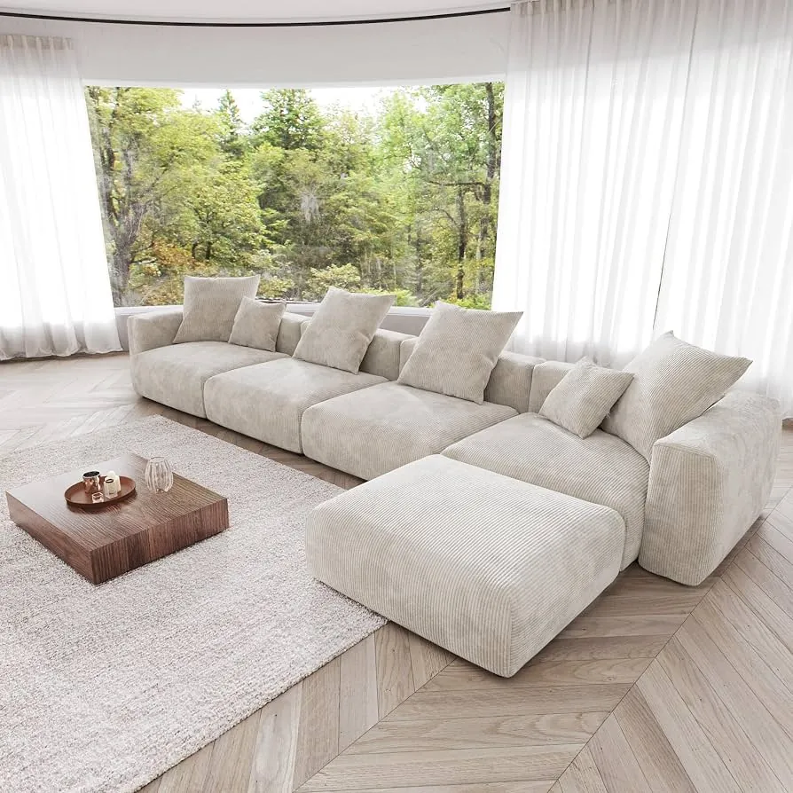 A comparison showing the different lengths of L-shaped and U-shaped sectional couches.