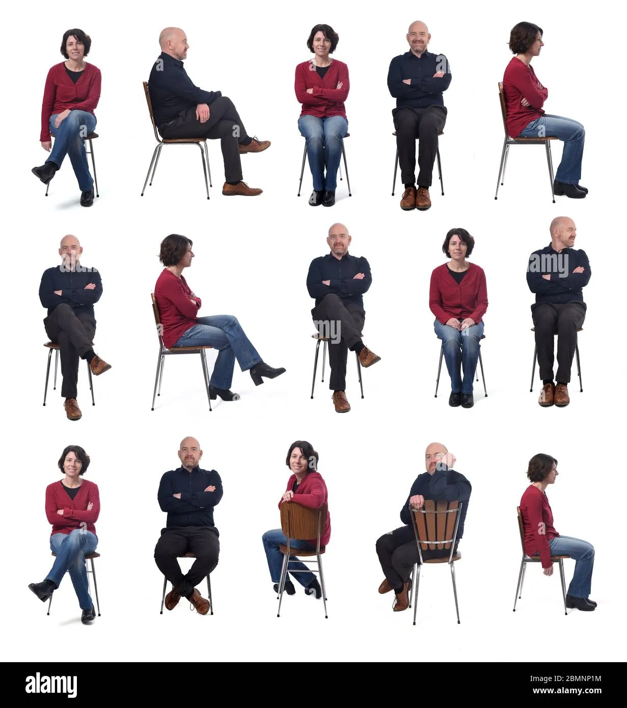 Detailed view of correct posture and foot placement while sitting in a chair.