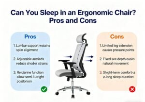 Ergonomic computer chair reclined flat for sleeping in a bright home office
