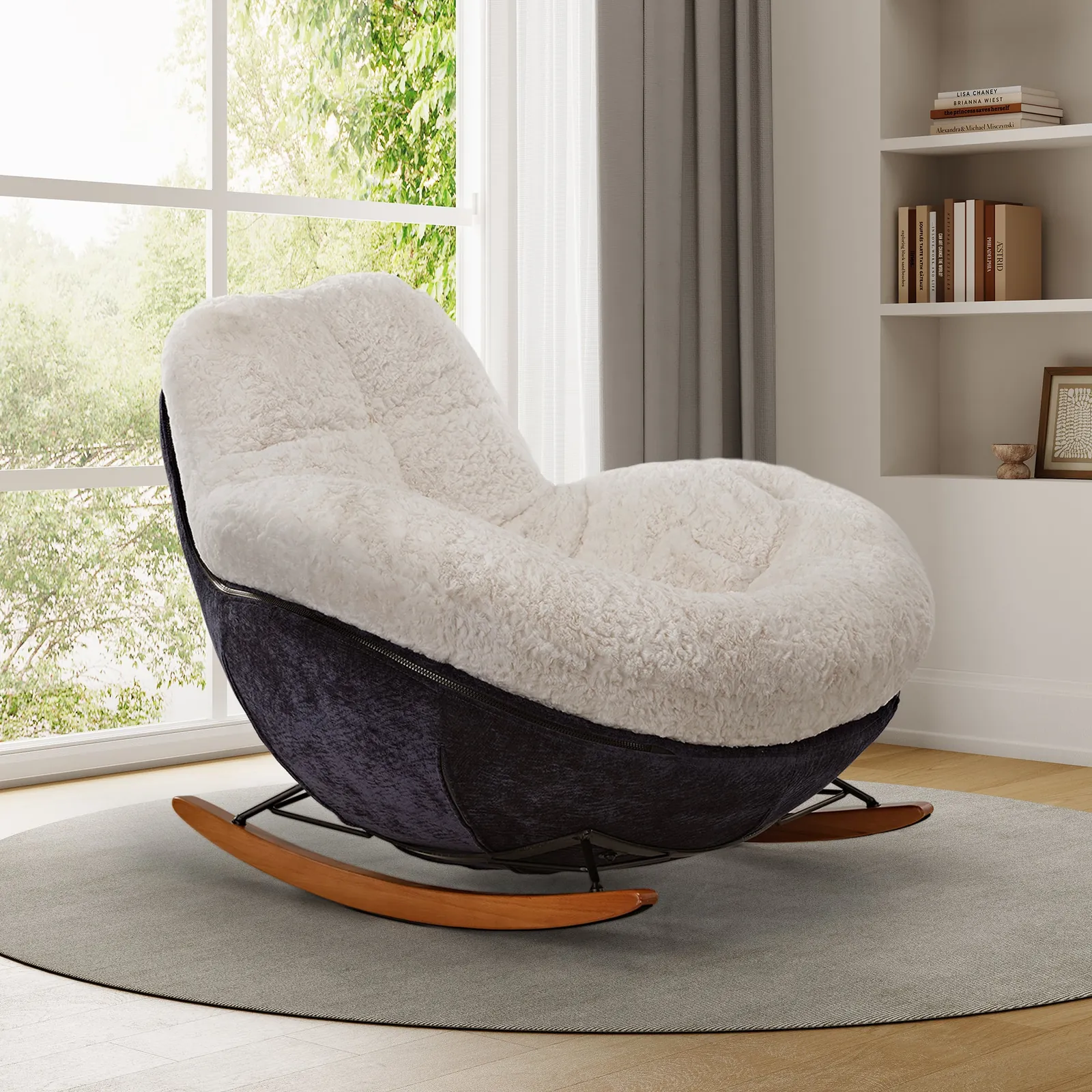 A functional swivel chair designed for flexible living in a compact studio apartment.