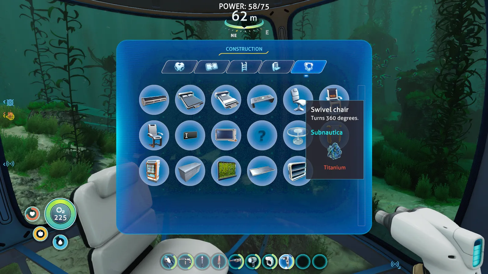 Habitat Builder tool and crafting materials laid out on a metallic workspace.