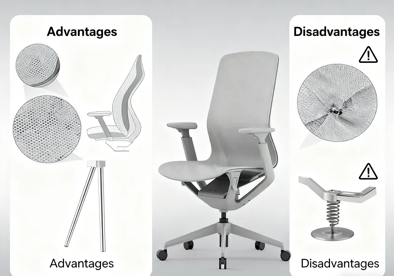 A hand testing the taut, durable mesh material of a high-quality office chair.