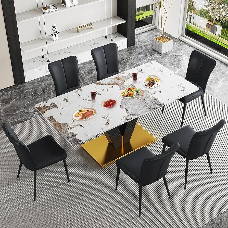 Hands carefully placing a heavy decorative stone object on a dining table.