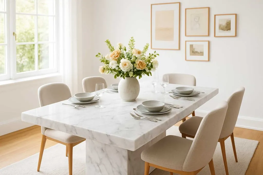 Hands unscrew the leg of a dining table to prepare it for moving.