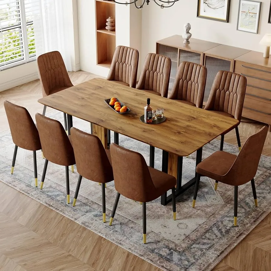 An incorrectly assembled dining table set featuring chairs with mismatched seat heights.