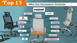 A modern workspace showcasing various premium office furniture brands in a bright office.