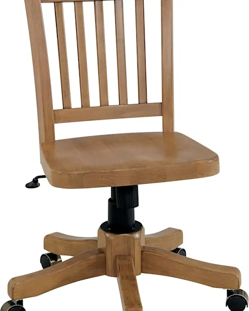 A person inspects the caster wheels on a chair to ensure safety and proper maintenance.