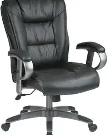 A person sitting uncomfortably in an ill-fitting desk chair at home.