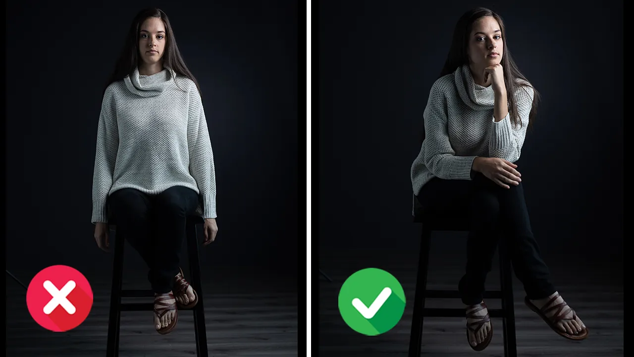 Proper seated posture involves sitting on the edge with shoulders pulled back.